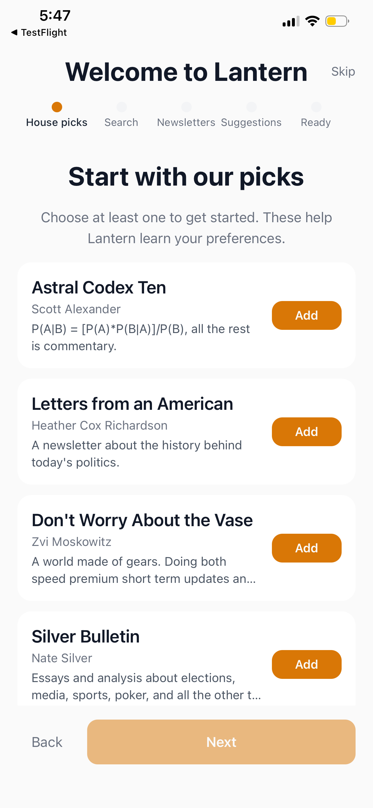 House picks onboarding