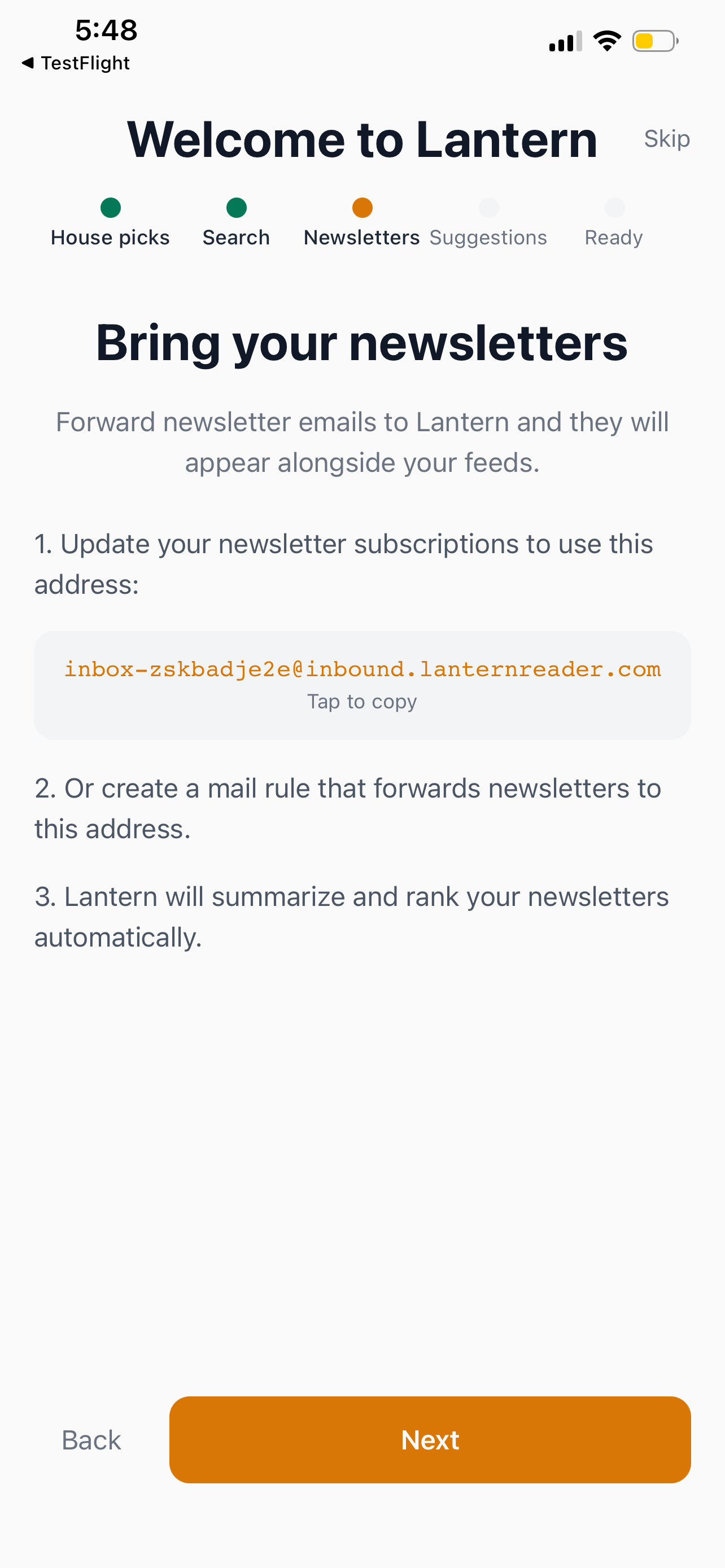 Newsletter forwarding feature